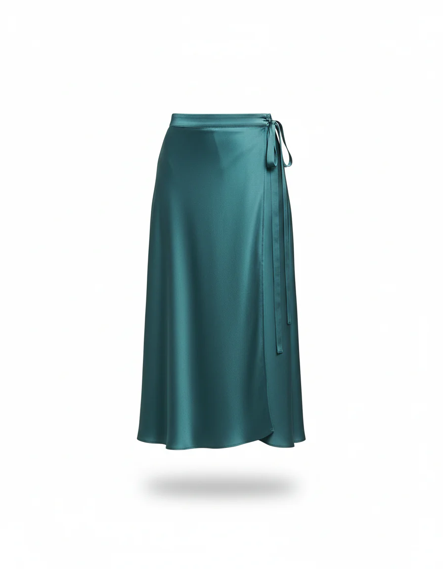 Jupe Longue Turquoise Portefeuille Fluide – Image 3
